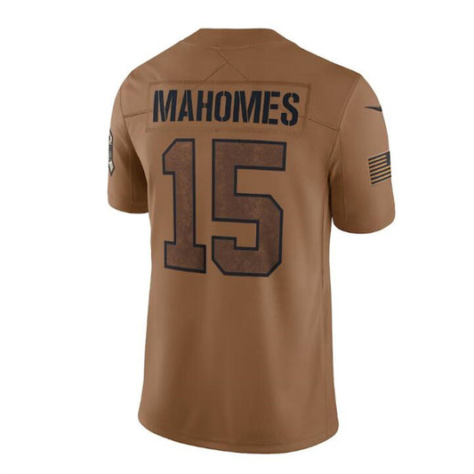 KC.Chiefs #15 Patrick Mahomes Brown 2023 Salute To Service Limited Jersey Stitched American Football Jerseys