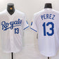 Kansas City Royals #13 Salvador Perez Number White Cool Base Stitched Baseball Jerseys