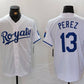 Kansas City Royals #13 Salvador Perez White Cool Base Stitched Baseball Jerseys