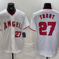 Los Angeles Angels #27 Mike Trout White Cool Base  Baseball Jersey