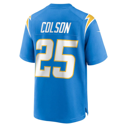 LA.Chargers #25 Junior Colson Team Game Jersey - Powder Blue American Football Jerseys
