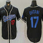 Los Angeles Dodgers #17 Shohei Ohtani Number Black Cool Base With Patch Stitched Baseball Jersey