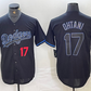 Los Angeles Dodgers #17 Shohei Ohtani Number Lights Out Black Fashion Stitched Cool Base  Baseball Jersey
