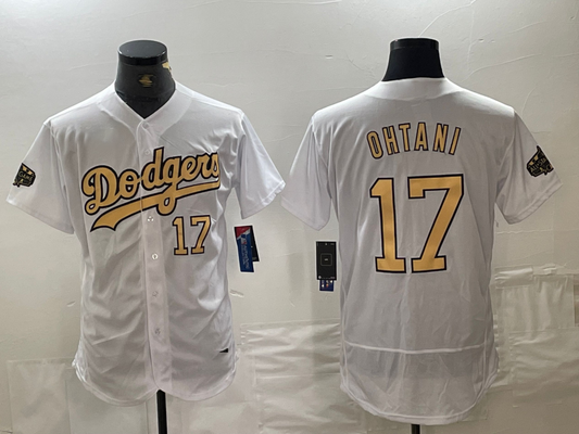 Los Angeles Dodgers #17 Shohei Ohtani Number White 2022 All Star Stitched Flex Base Baseball Jerseys