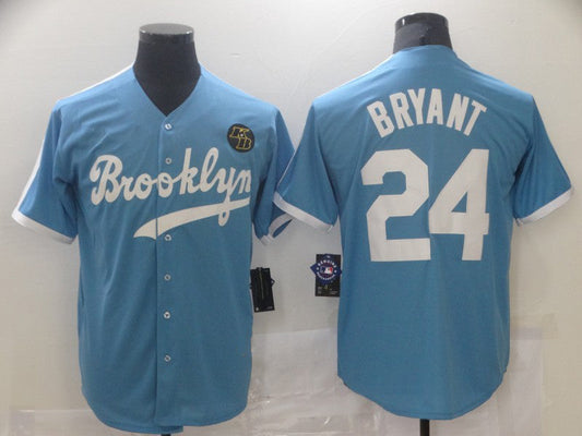 Los Angeles Dodgers #24 Kobe Bryant Light Blue Throwback With KB Patch Cool Base Stitched Baseball Jersey