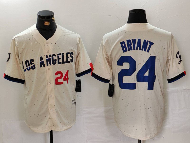 Los Angeles Dodgers #24 Kobe Bryant Number Cream 2024 City Connect Limited Stitched Baseball Jerseys