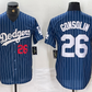 Los Angeles Dodgers #26 Tony Gonsolin Navy Blue Pinstripe Stitched Cool Base Baseball Jersey