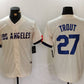 Los Angeles Dodgers #27 Mike Trout Cream 2024 City Connect Limited Stitched Baseball Jersey