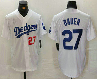 Los Angeles Dodgers #27 Trevor Bauer Number White Stitched Baseball Jersey