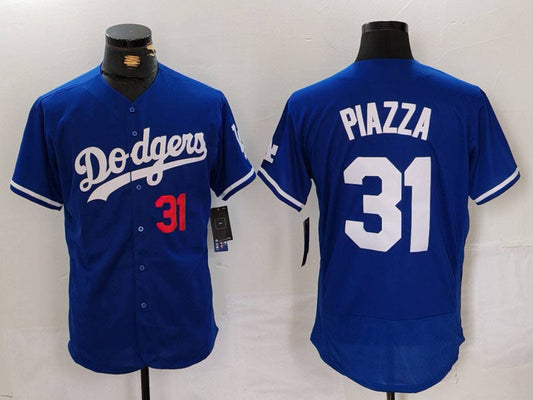 Los Angeles Dodgers #31 Mike Piazza Number Blue Flex Base Stitched Baseball Jersey