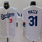 Los Angeles Dodgers #31 Mike Piazza Number White Flex Base Stitched Baseball Jerseys
