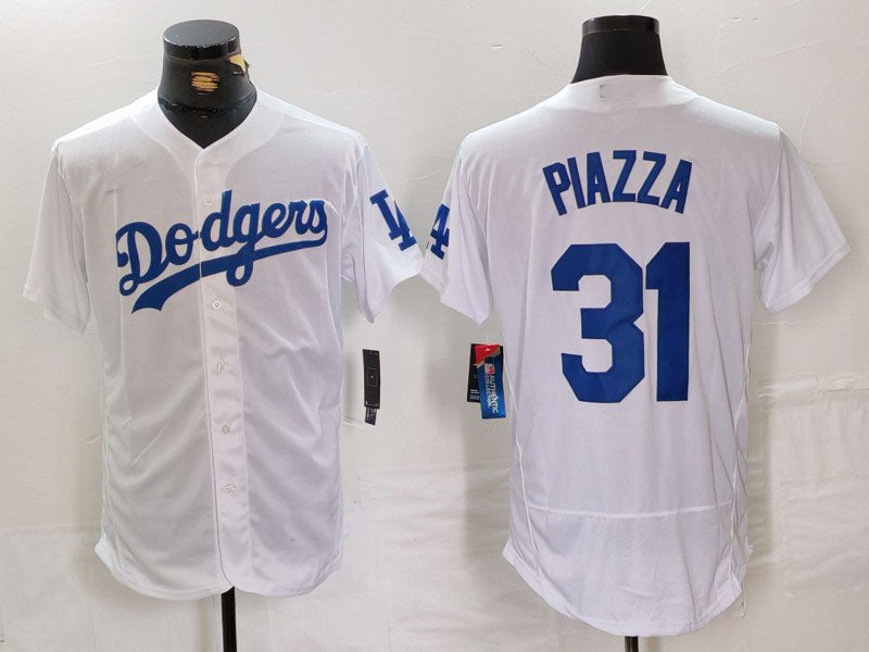 Los Angeles Dodgers #31 Mike Piazza White Flex Base Stitched Baseball Jersey