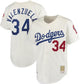 Los Angeles Dodgers #34 Fernando Valenzuela Cream Mitchell & Ness Stitched Baseball Jersey