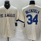 Los Angeles Dodgers #34 Toro Valenzuela Cream Stitched Baseball Jersey