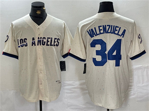 Los Angeles Dodgers #34 Toro Valenzuela Cream Stitched Baseball Jersey