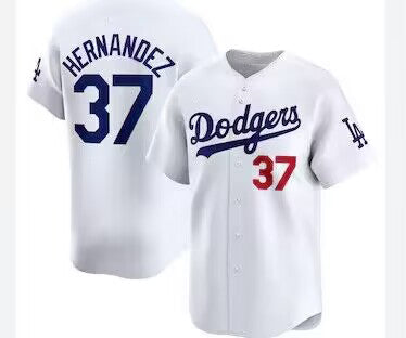 Los Angeles Dodgers #37 Teoscar Hernández White Home Authentic Player Jersey Baseball Jerseys