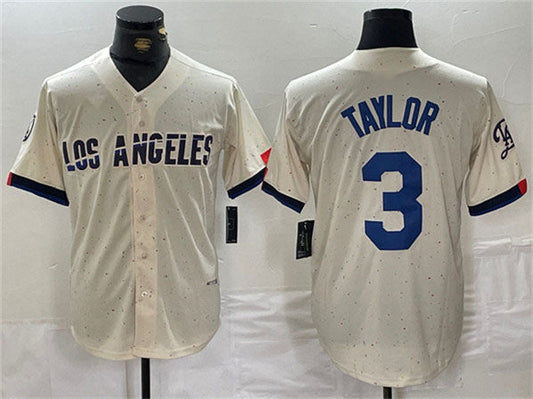 Los Angeles Dodgers #3 Chris Taylor Cream Stitched Baseball Jersey