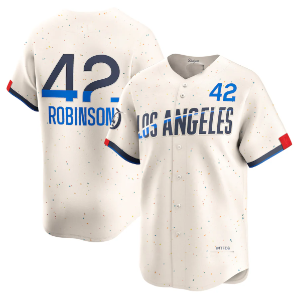 Los Angeles Dodgers #42 Jackie Robinson Cream 2024 City Connect Limited Player Baseball Jerseys