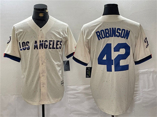 Los Angeles Dodgers #42 Jackie Robinson Cream Stitched Baseball Jersey
