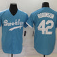 Los Angeles Dodgers #42 Jackie Robinson Light Blue Throwback Cool Base Stitched Baseball Jersey