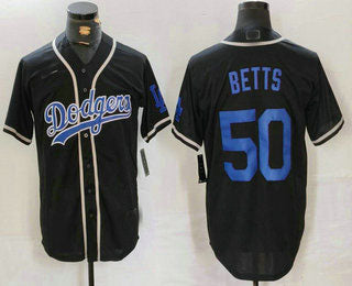 Los Angeles Dodgers #50 Mookie Betts Black Cool Base With Patch Stitched Baseball Jersey
