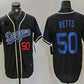 Los Angeles Dodgers #50 Mookie Betts Number Black Cool Base With Patch Stitched Baseball Jersey