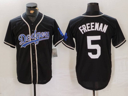 Los Angeles Dodgers #5 Freddie Freeman Black Cool Base With Patch Stitched Baseball Jersey