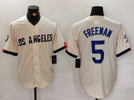 Los Angeles Dodgers #5 Freddie Freeman Cream 2024 City Connect Limited Stitched Baseball Jerseys