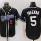 Los Angeles Dodgers #5 Freddie Freeman Number Black Cool Base With Patch Stitched Baseball Jersey