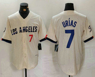 Los Angeles Dodgers #7 Julio Urias Number Cream 2024 City Connect Limited Stitched Baseball Jerseys