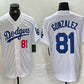Los Angeles Dodgers #81 Victor Gonzalez Number White Cool Base Stitched Baseball Jersey