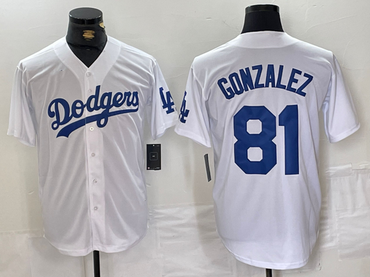 Los Angeles Dodgers #81 Victor Gonzalez White Cool Base Stitched Baseball Jersey