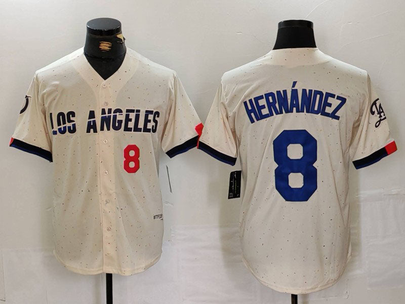 Los Angeles Dodgers #8 Kike Hernandez Number Cream 2024 City Connect Limited Stitched Baseball Jersey