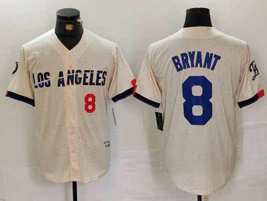 Los Angeles Dodgers #8 Kobe Bryant Number Cream 2024 City Connect Limited Stitched Baseball Jersey