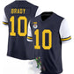 M.Wolverines #10 Tom Brady 2023 F.U.S.E. Navy White Rose Bowl Patch Stitched Jersey College Jerseys
