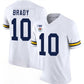 M.Wolverines #10 Tom Brady 2023 F.U.S.E. White Rose Bowl Patch Stitched Jersey College Jerseys