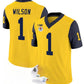 M.Wolverines #1 Roman Wilson 2023 F.U.S.E. Yellow Navy Rose Bowl Patch Stitched Jersey College Jerseys