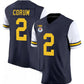 M.Wolverines #2 Blake Corum 2023 F.U.S.E. Navy White Rose Bowl Patch Stitched Jersey College Jerseys