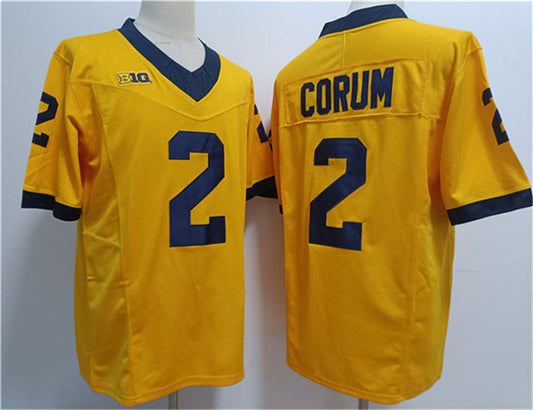 M.Wolverines #2 Blake Corum 2023 F.U.S.E. Yellow Stitched Jersey College Jerseys