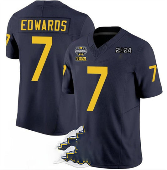 M.Wolverines #7 Donovan Edwards 2024 F.U.S.E. Navy National Championship Stitched Jersey College Jerseys