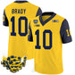 Michigan Wolverines #10 Tom Brady Yellow Navy 2024 F.U.S.E. With 2023 National Champions Patch Stitched Jersey College Jerseys