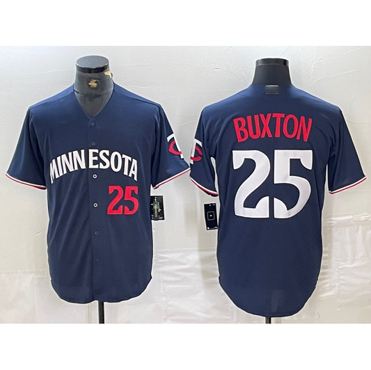 Minnesota Twins #25 Byron Buxton Number 2023 Navy Blue Cool Base Stitched Jerseys