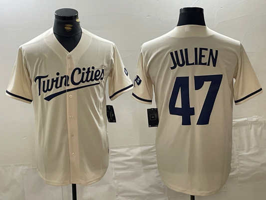 Minnesota Twins #47 Edouard Julien Cream Cool Base Stitched Baseball Jersey