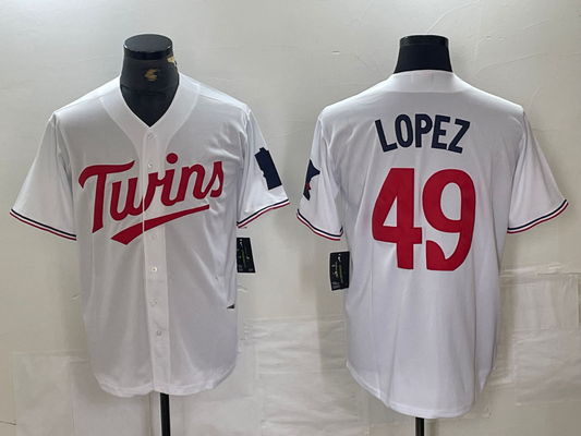 Minnesota Twins #49 Pablo Lopez White Stitched Cool Base Jersey Baseball Jersey