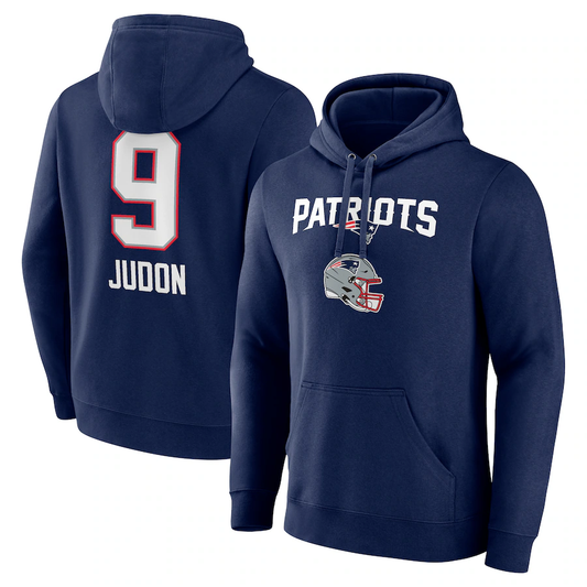 NE.Patriots #9 Matthew Judon Navy Team Wordmark Player Name & Number Pullover Hoodie Jerseys