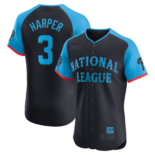 National League #3 Bryce Harper 2024 All-Star Game Elite Player Jersey - Navy Baseball Jerseys