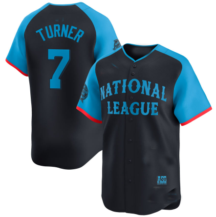 National League #7 Trea Turner Navy 2024 All-Star Game Limited Player Baseball Jerseys