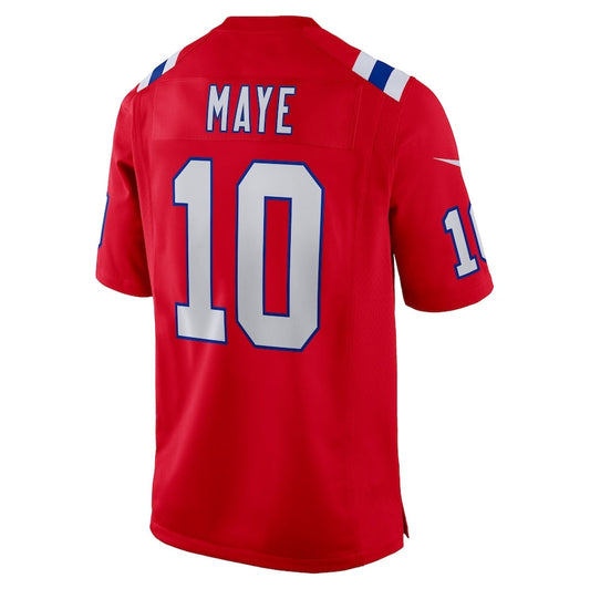 NE.Patriots #10 Drake Maye 2024 Draft First Round Pick Player Game Jersey - Red American Football Jerseys