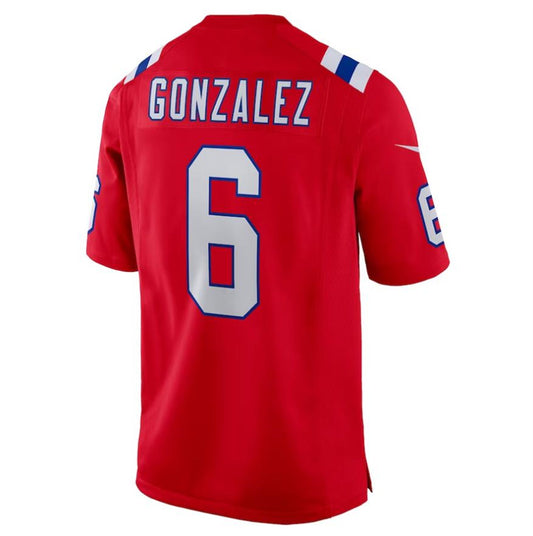 NE.Patriots #6 Christian Gonzalez Red Game Player Jersey Stitched American Football Jerseys