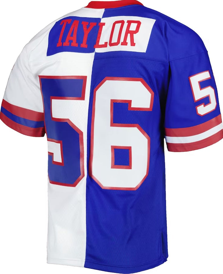 NY.Giants #56 Lawrence Taylor Mitchell Ness 1986 Split Legacy Replica Jersey - RoyalWhite American Football Jerseys